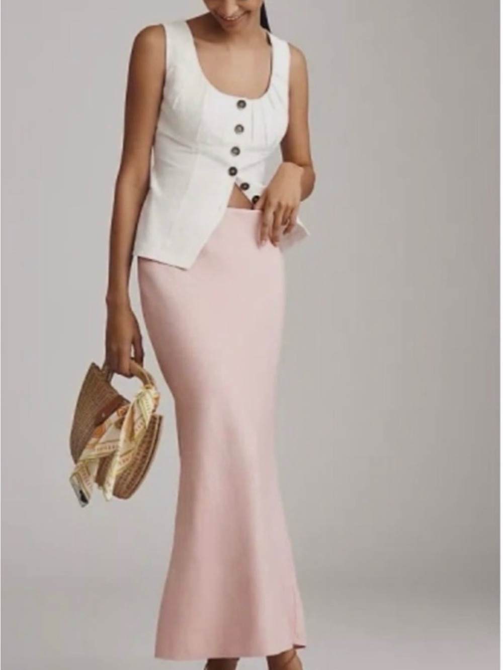 Anthropologie Tilda Slip Skirt: Linen Edition Pink